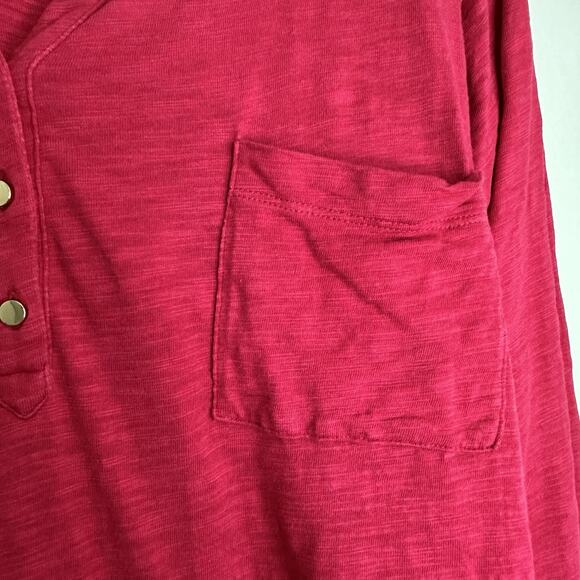 CHICO'S Cotton Blend Slub Henley Tee Pink Chico's 3 XL - Picture 4 of 7